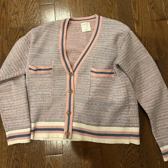 Sandro Pink and Blue Knit Cardigan - Picture 1 of 6